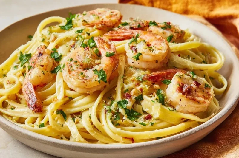 Creamy Garlic Shrimp Linguine