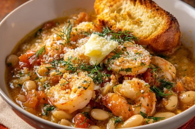 Garlic Butter Shrimp & White Bean Stew