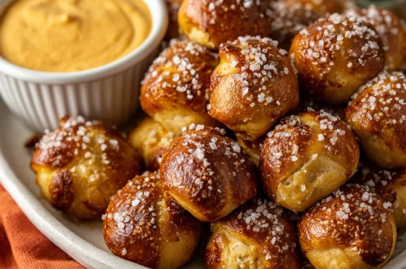 Homemade Pretzel Bites with Cheesy Dip