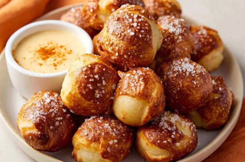 Homemade Pretzel Bites with Cheesy Dip