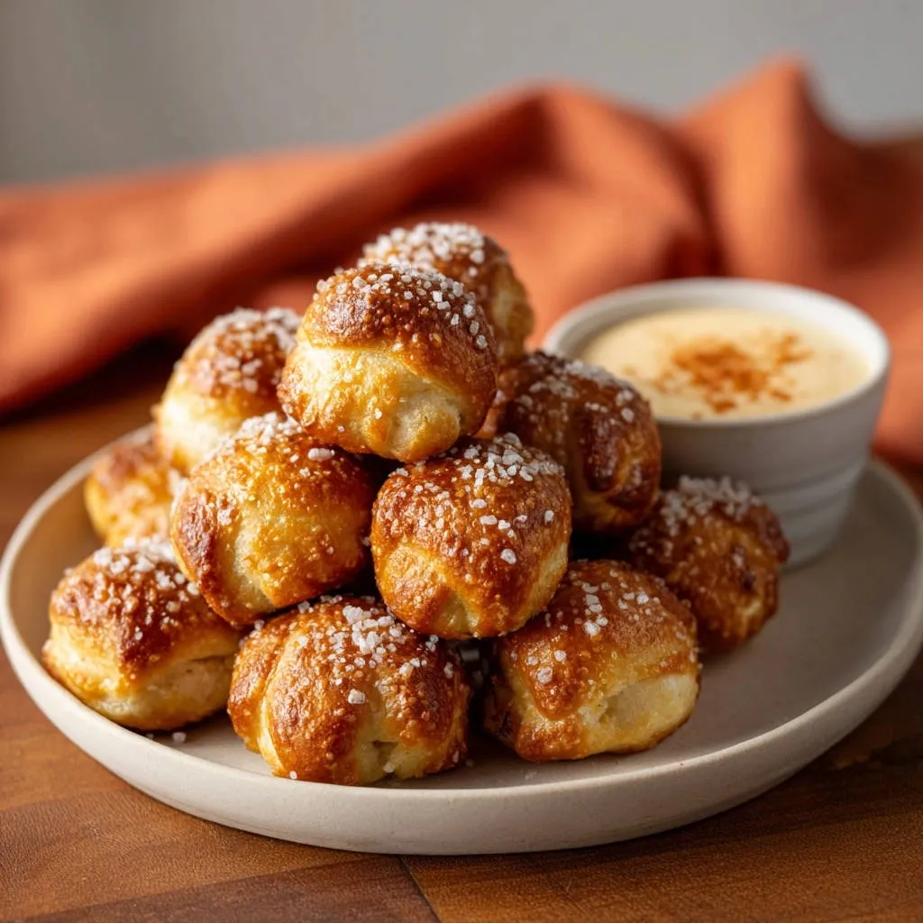 Homemade Pretzel Bites with Cheesy Dip: Perfect Chew, Golden Crust! - recipe image
