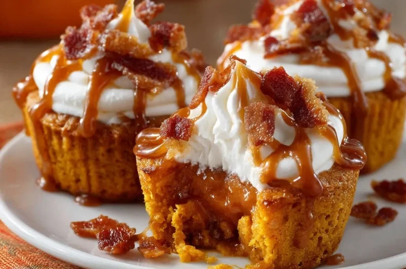 Pumpkin Spice Caramel Bacon Cupcakes