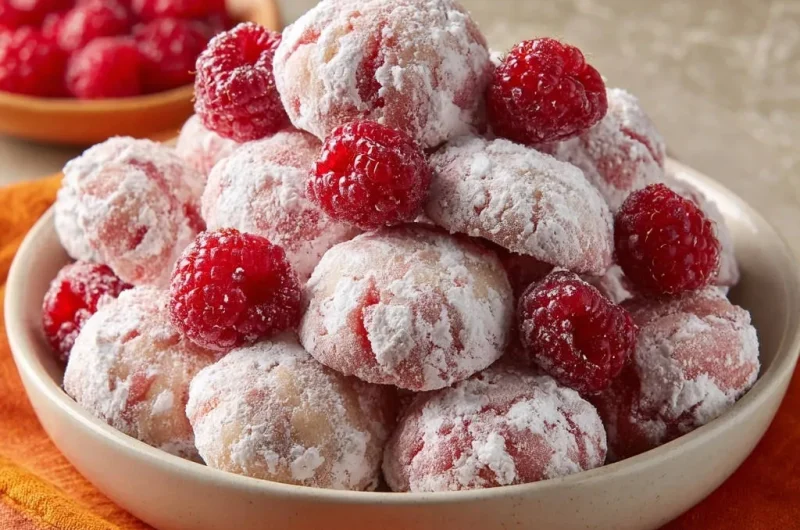 Raspberry Snowball Cookies
