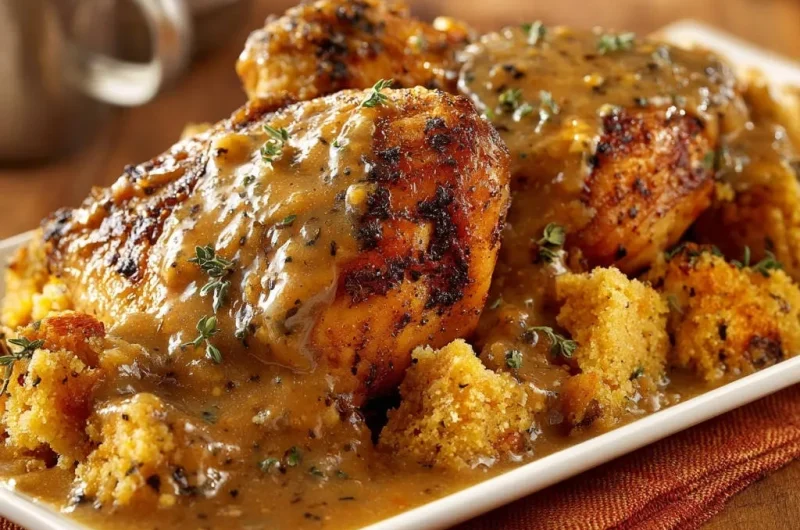 Southern Smothered Chicken and Cornbread Dressing