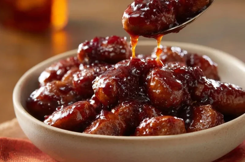 Sticky Glazed Cocktail Meatballs