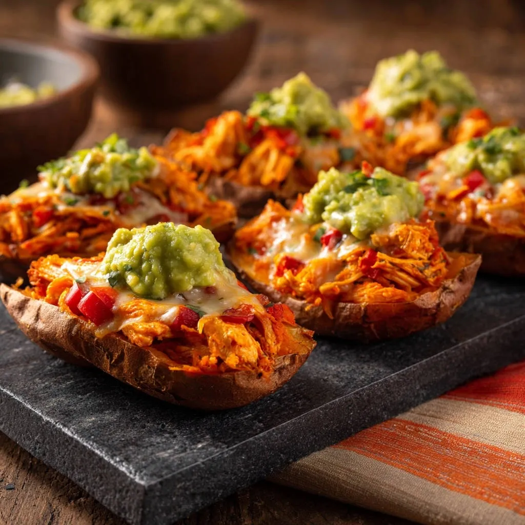 Stuffed Buffalo Chicken Sweet Potatoes: Juicy, Easy & Delicious! - recipe image