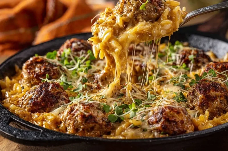 Cheesy Skillet Ground Beef & Orzo