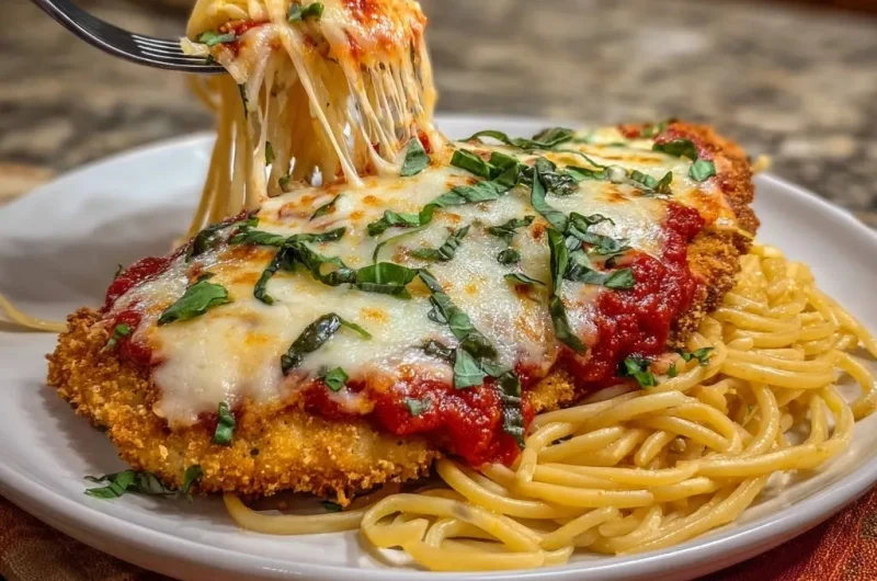 Crispy Chicken Parmesan with Spaghetti