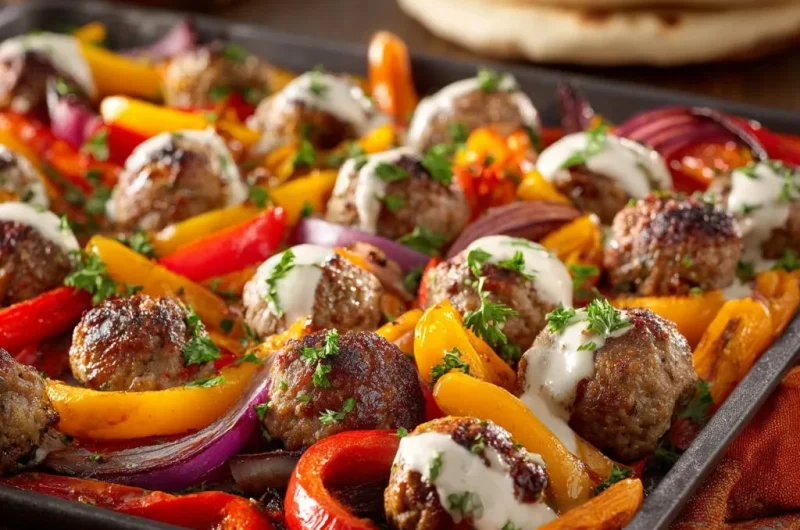 Mediterranean Sheet Pan Meatballs & Veggies