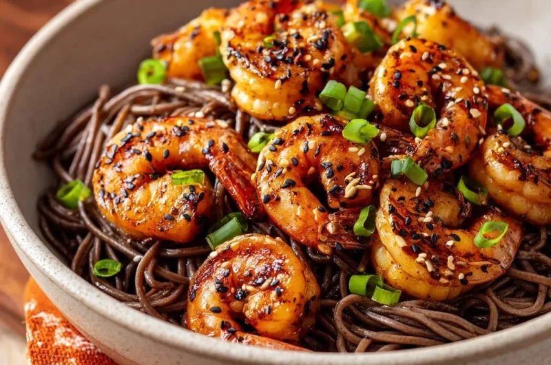 Sesame Garlic Shrimp & Soba