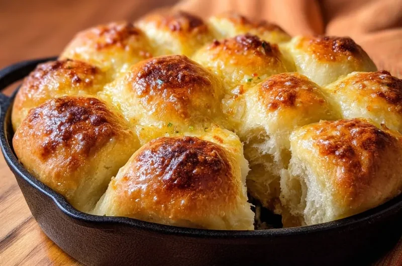Skillet Garlic Pull-Apart Rolls