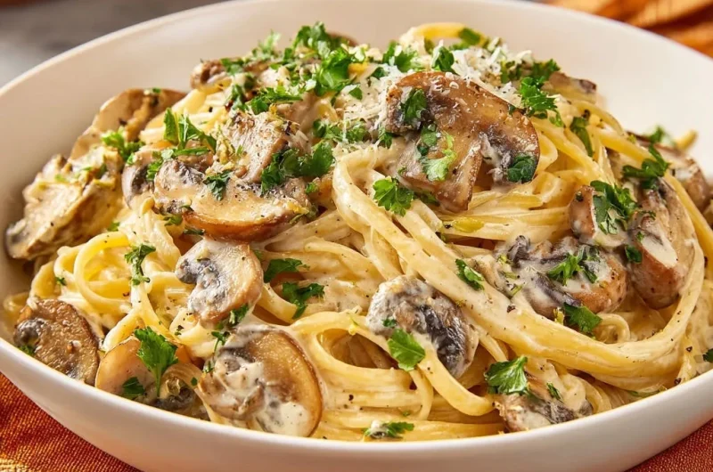 Restaurant Style Creamy Mushroom Linguine