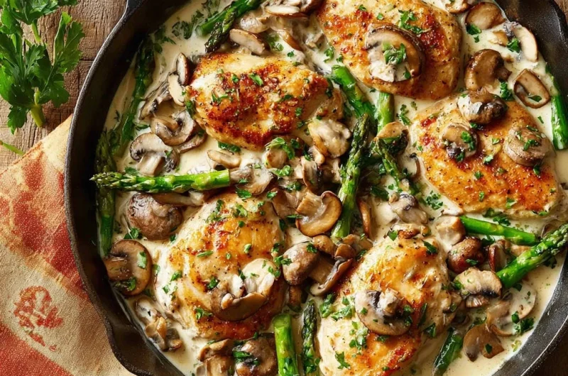 Creamy Skillet Chicken and Asparagus