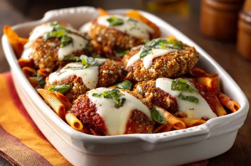 Crispy Baked Chicken Parm Penne