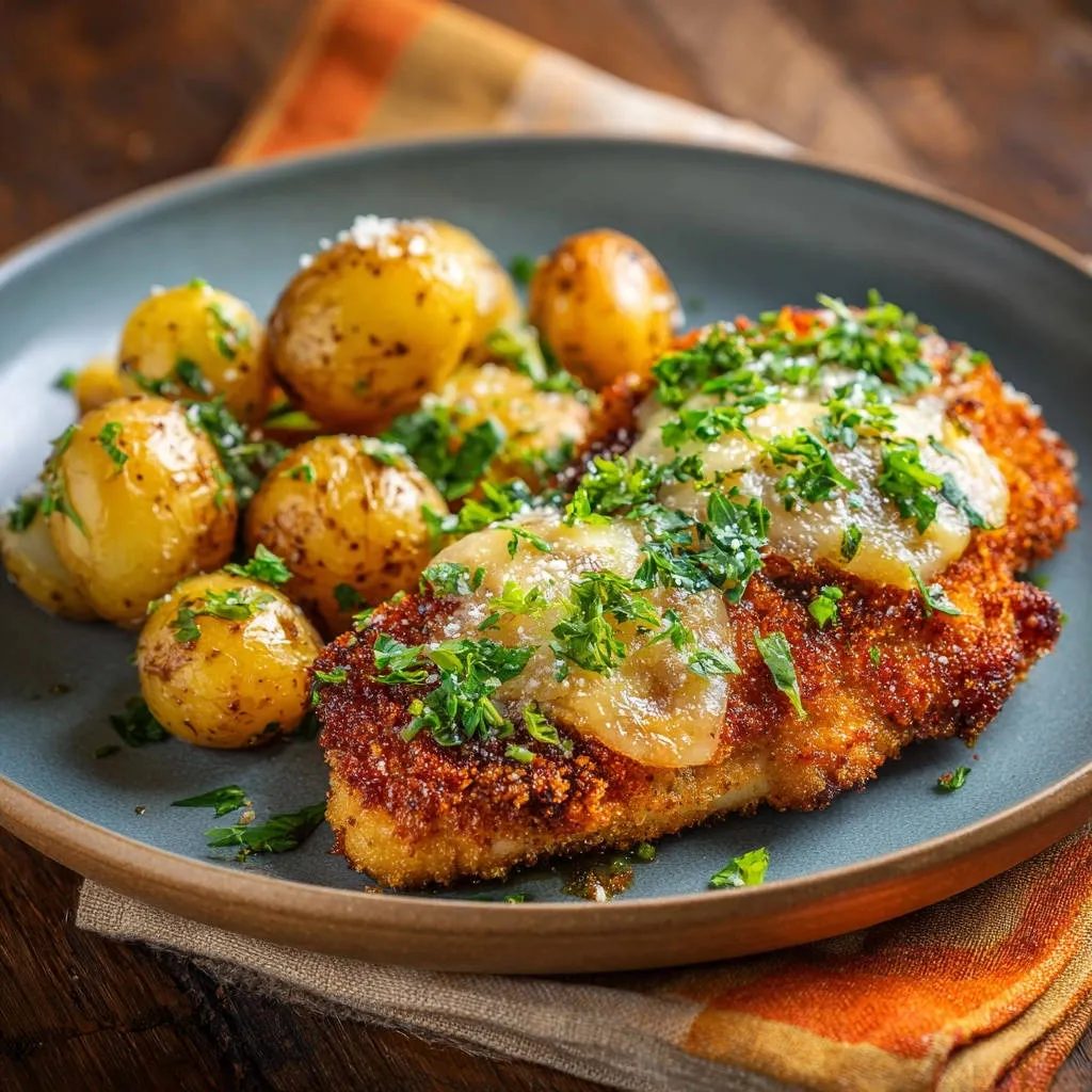 Crispy Chicken Cutlets with Creamy Onions: Never Peel Guarantee - recipe image