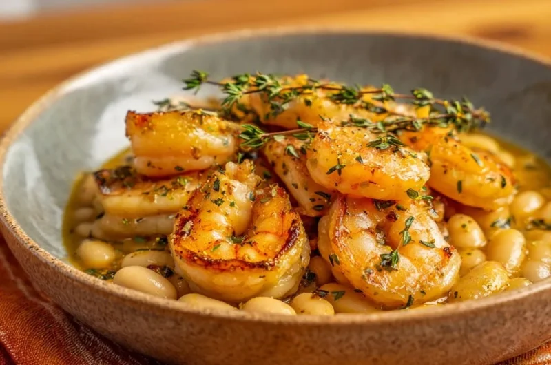 Garlicky Seared Shrimp and White Beans
