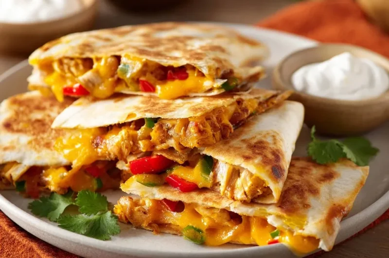 Golden Chicken & Cheese Quesadillas