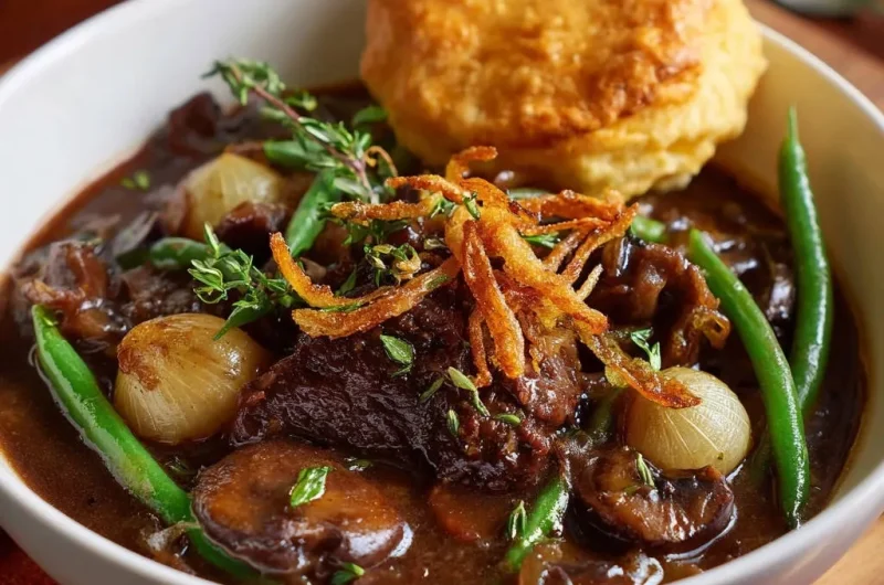 Ultimate Hearty Beef Stew with Biscuit Topping