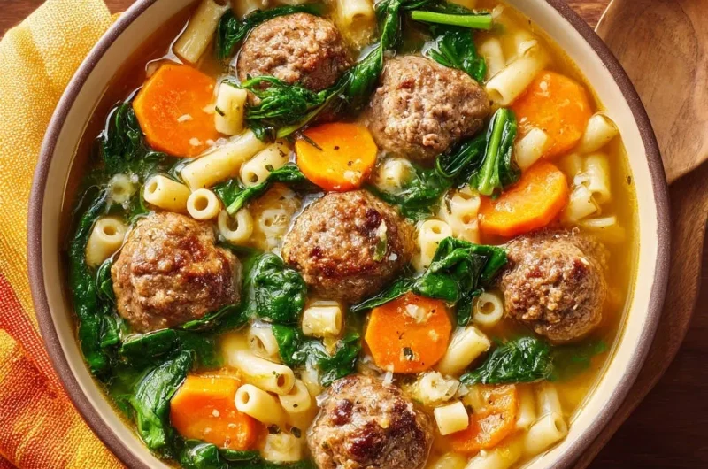 Hearty Meatball and Pasta Soup