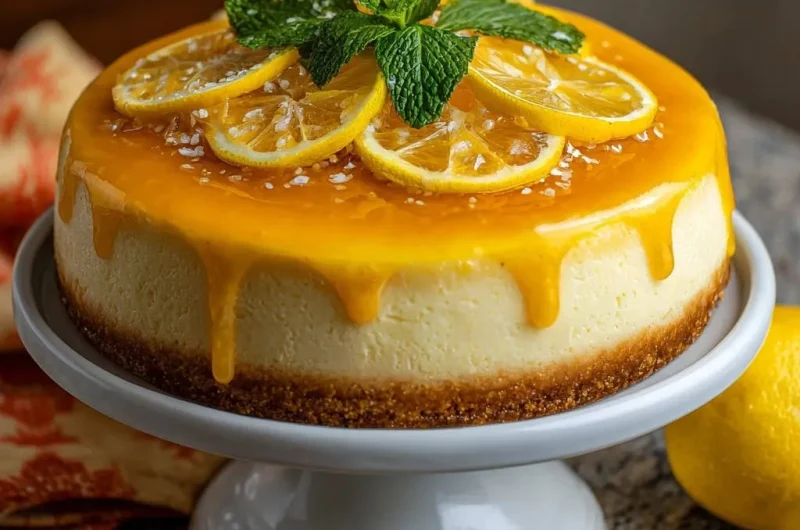 Lemon Drizzled Baked Cheesecake