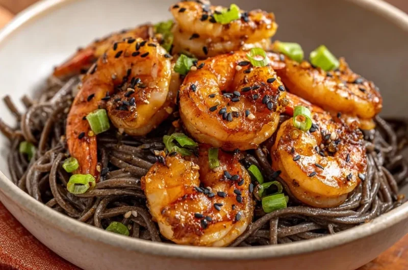 Sesame Garlic Shrimp Soba