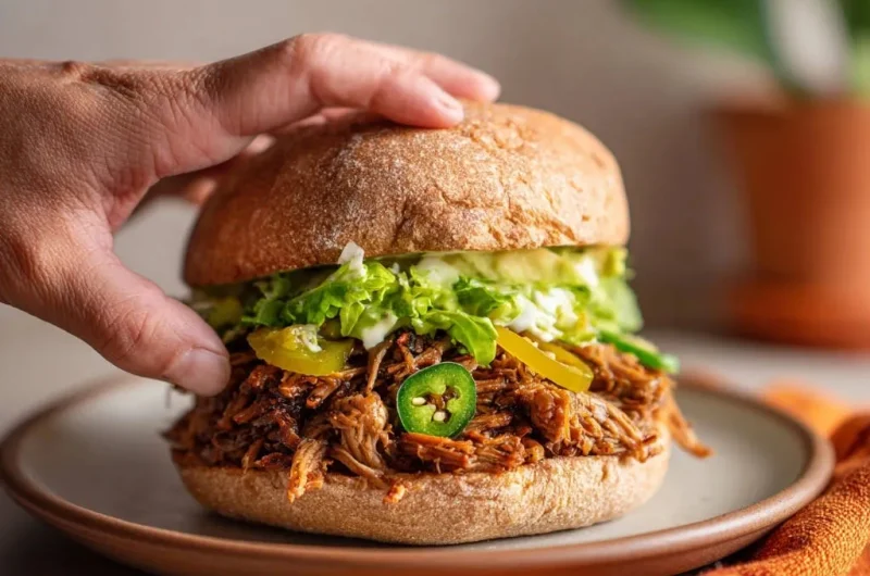 Zesty Slow Cooker Pulled Chicken Sandwiches