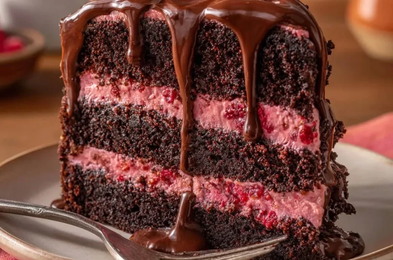 Triple Layer Chocolate Raspberry Cake