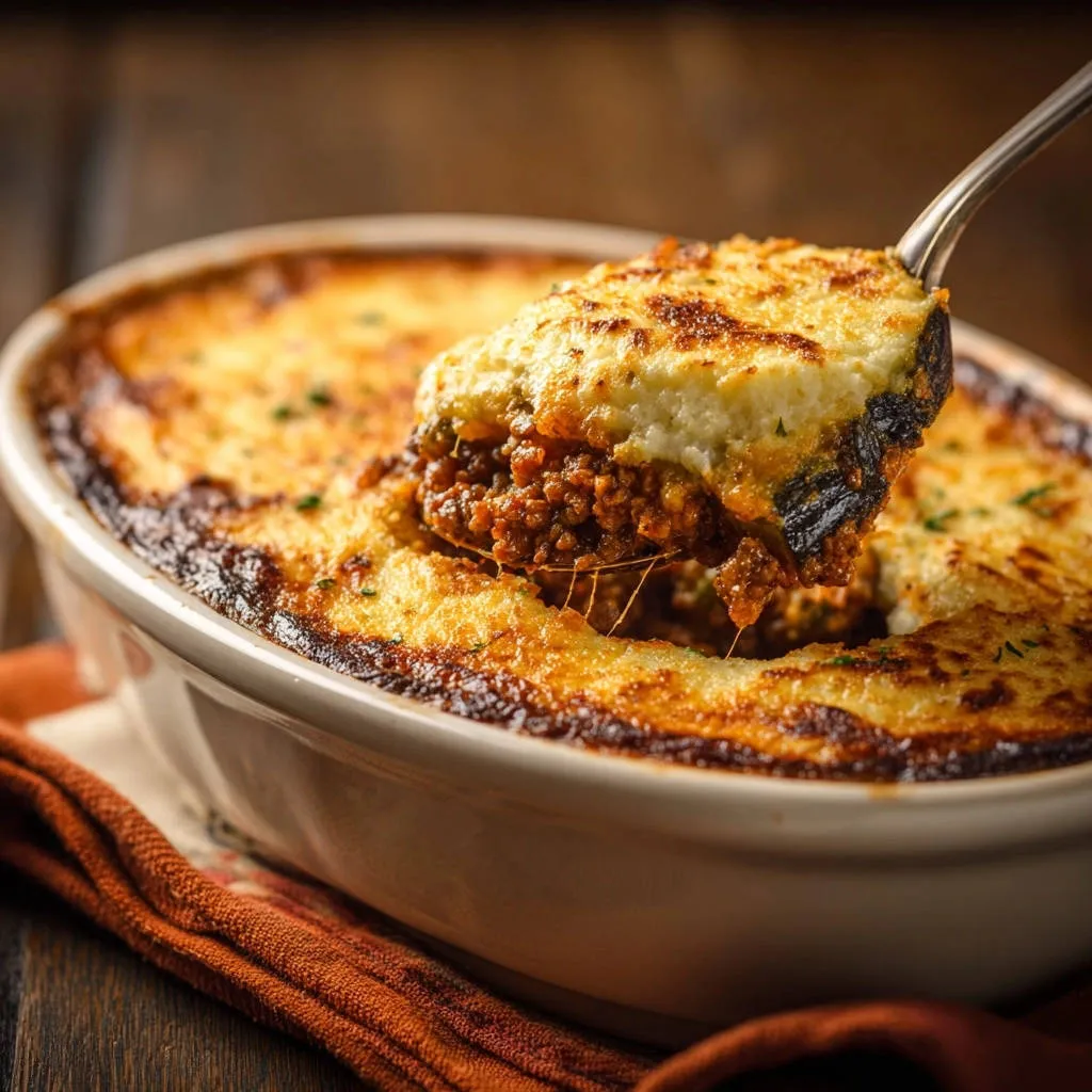 Ultra Rich Beef & Potato Casserole: Firm Filling, Fluffy Top - recipe image