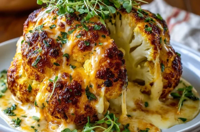 Whole Roasted Cheesy Cauliflower