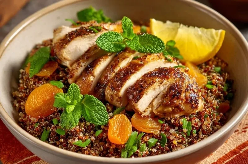 Apricot Mint Chicken Quinoa Bowl