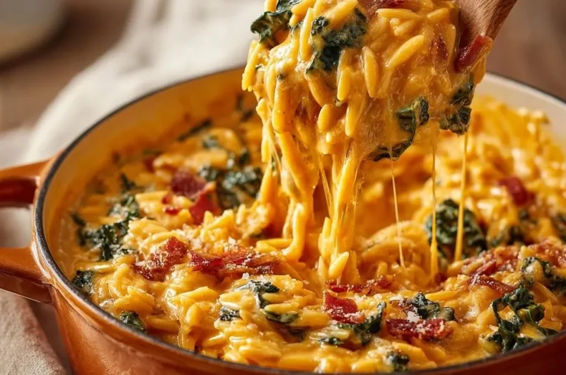 Cheesy Bacon Kale Orzo