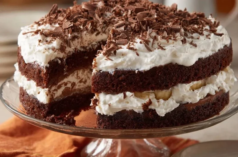 Chocolate Banana Whipped Cream Cake