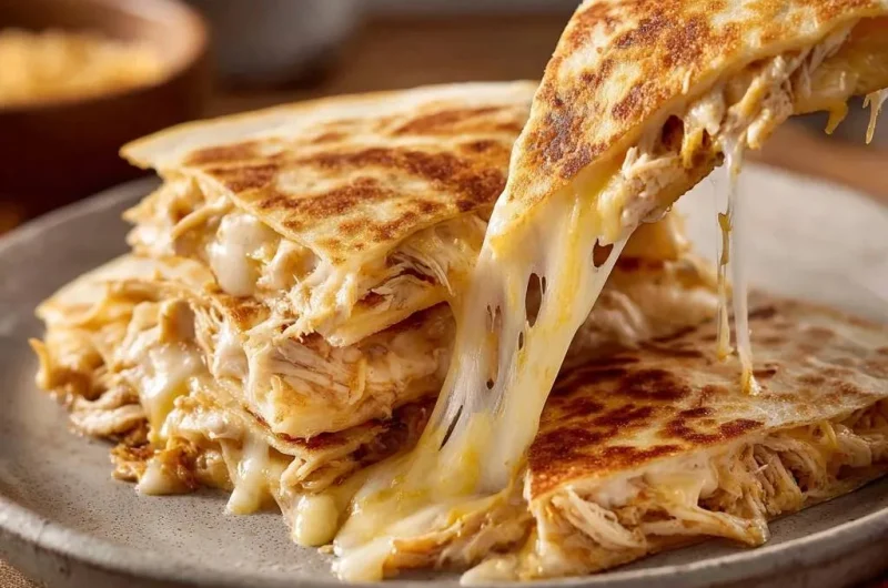 Crispy Shredded Chicken Quesadillas
