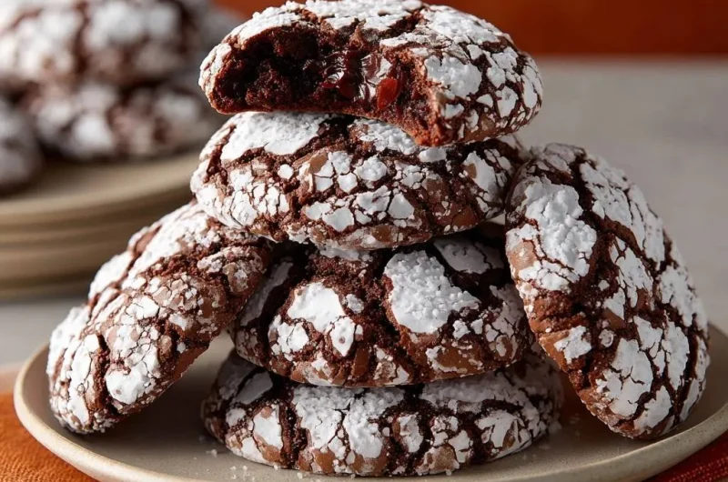 Fudgy Chocolate Cherry Crinkle Cookies