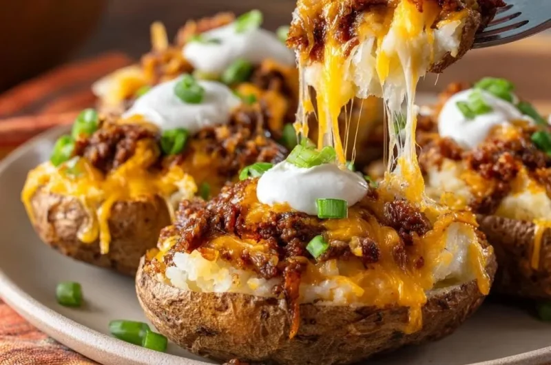 Loaded Beef Baked Potatoes