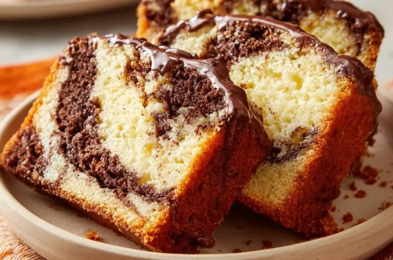 Marble Pound Cake with Chocolate Glaze
