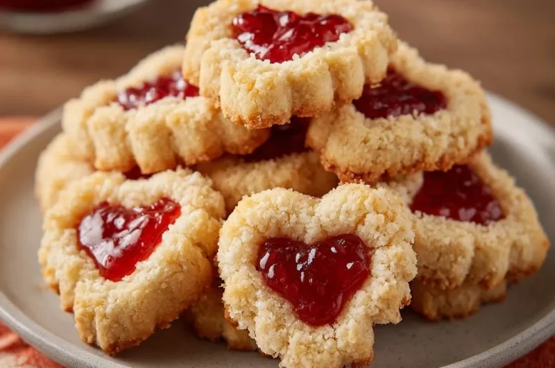 Raspberry Coconut Linzer Hearts