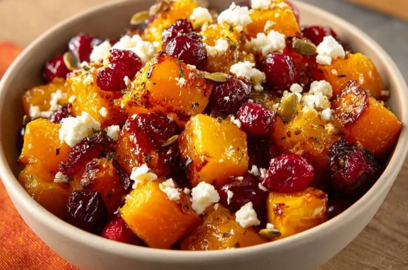 Roasted Butternut Squash Cranberry Feta Salad