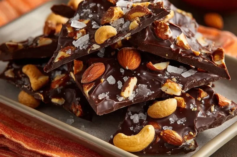 Sea Salt Cashew Almond Dark Chocolate Bark