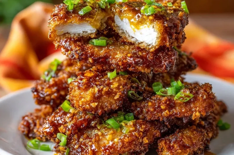 Sticky Garlic Ginger Crispy Chicken Tenders