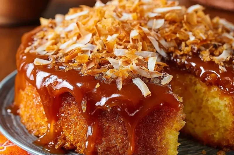 Toasted Coconut Caramel Cake