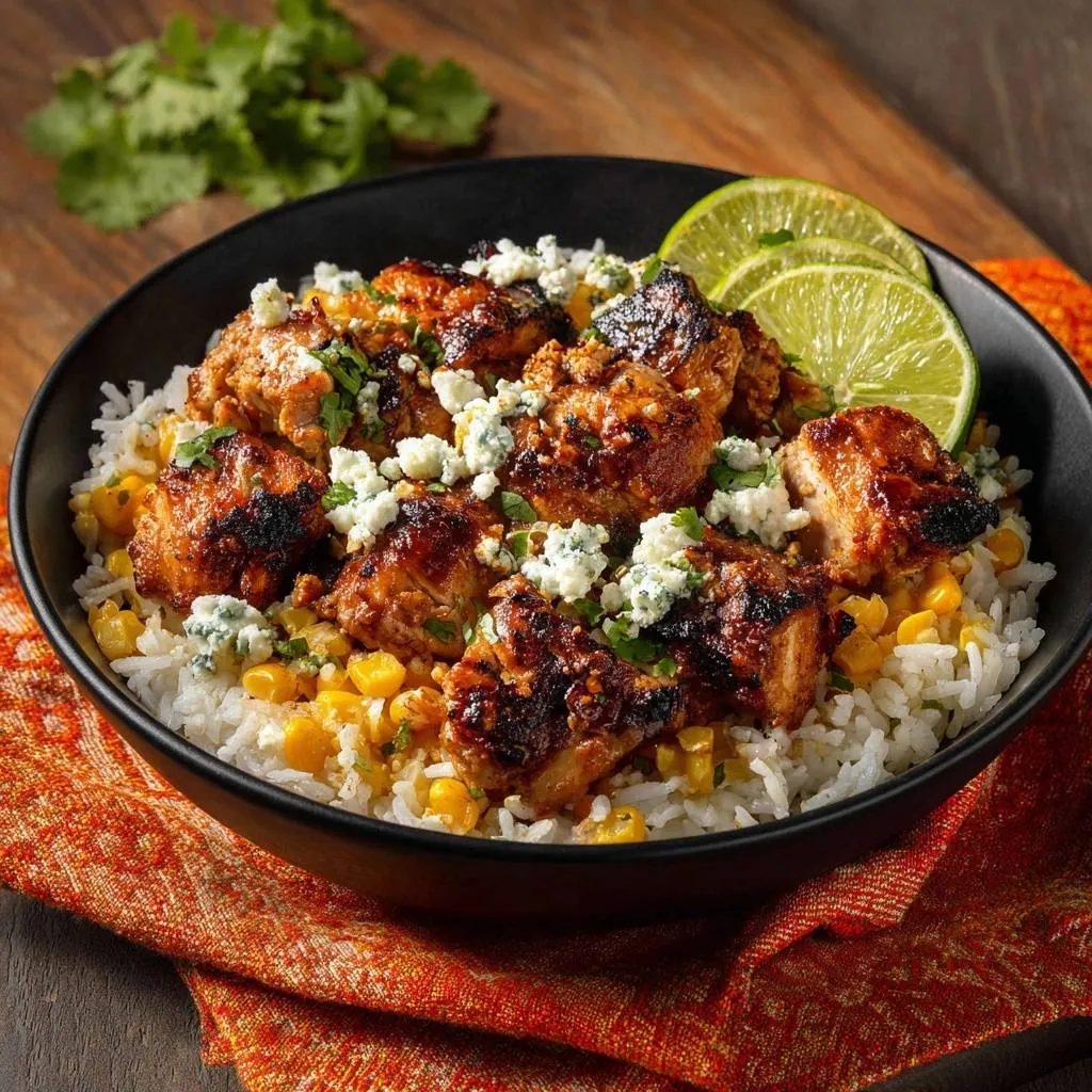 Blackened Chicken Elote Rice Bowl Recipe - recipe image
