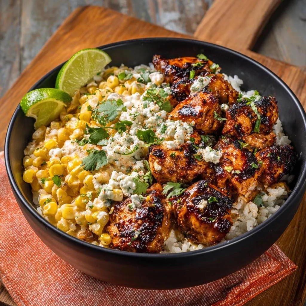 Blackened Chicken Elote Rice Bowl Recipe - recipe image