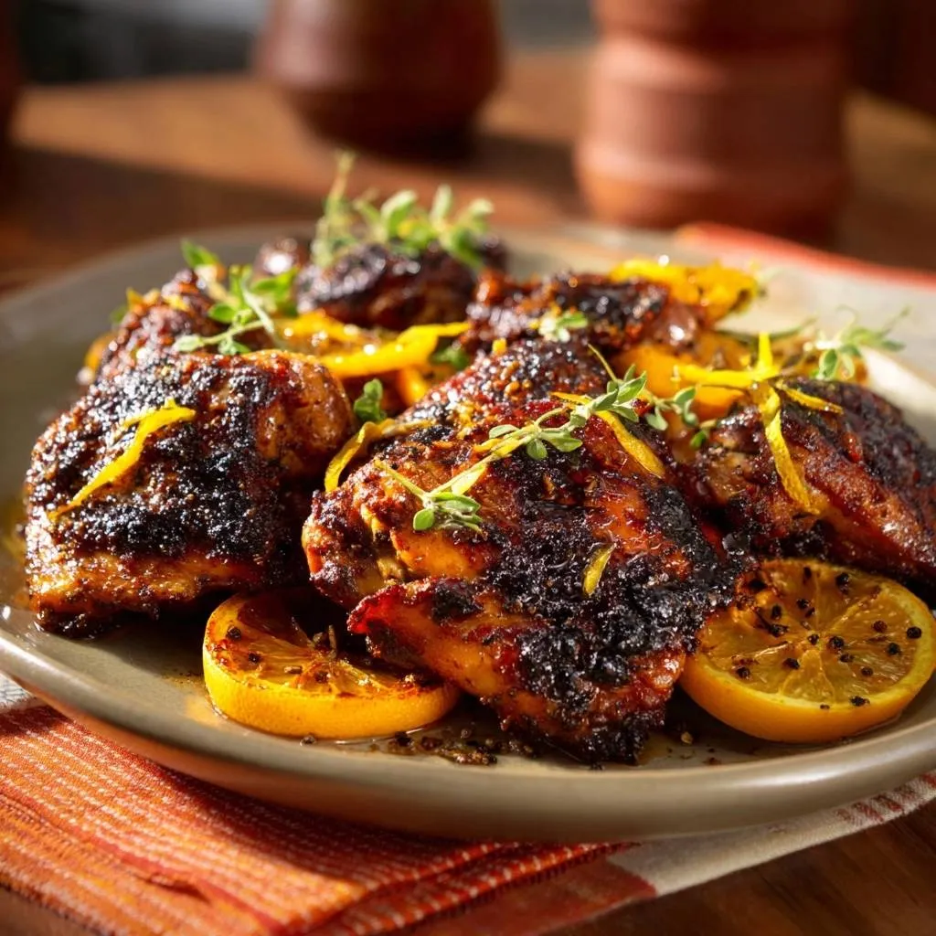 Blackened Chicken Thighs with Charred Citrus - recipe image