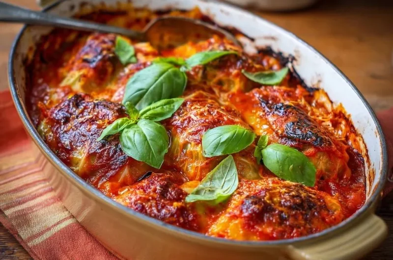 Cheesy Baked Cabbage Rolls