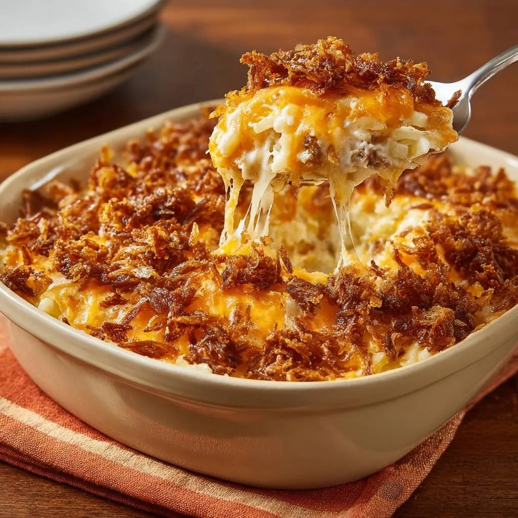 Cheesy Beef Rice Casserole with Perfect Crunch - recipe image