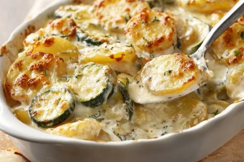 Cheesy Potato Zucchini Gratin