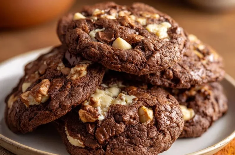 Chewy Double Chocolate Walnut Cookies