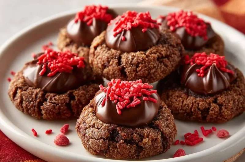 Chocolate Crinkle Thumbprint Cookies