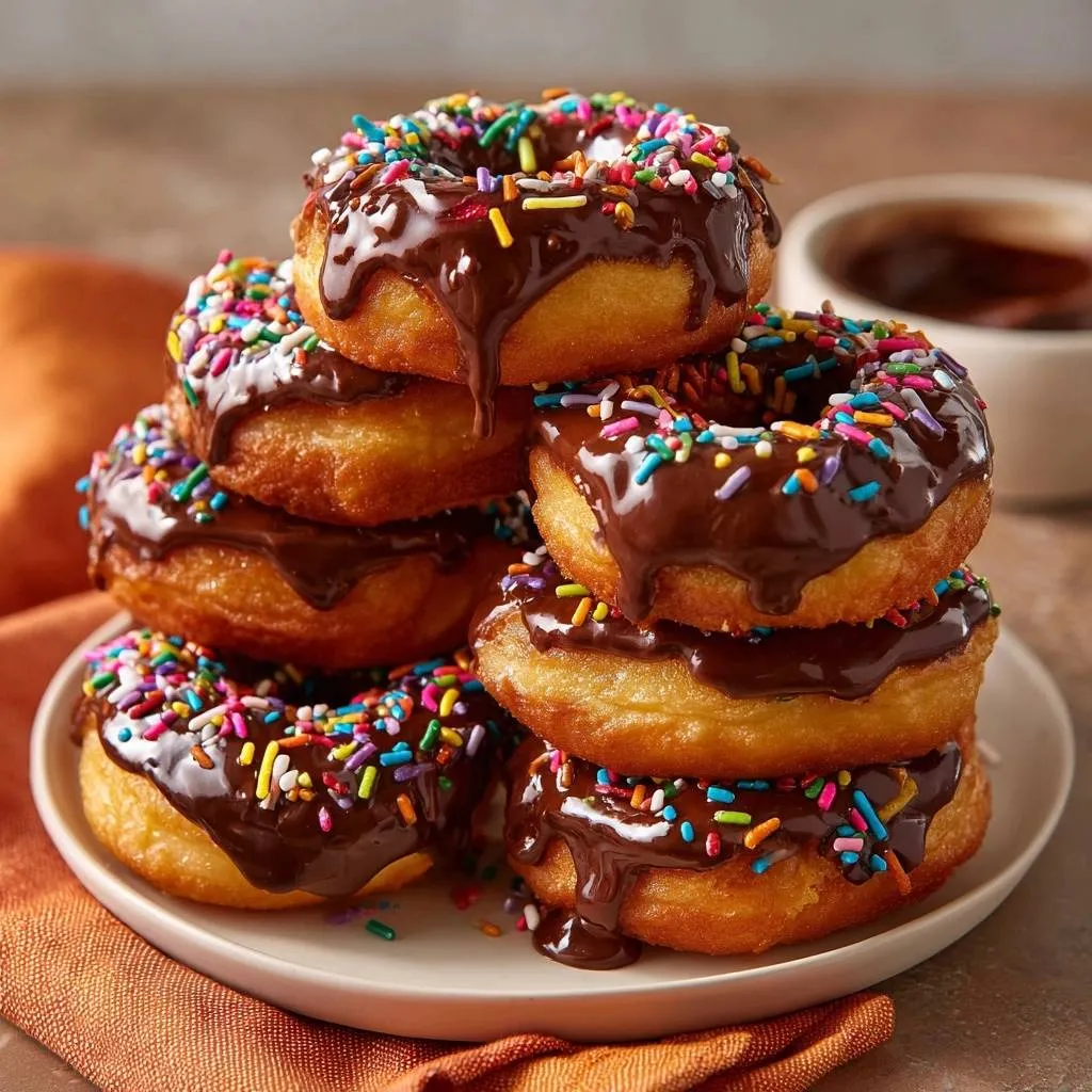 Chocolate Glazed Sprinkle Donuts: Crisp Exterior, Fluffy Core - recipe image